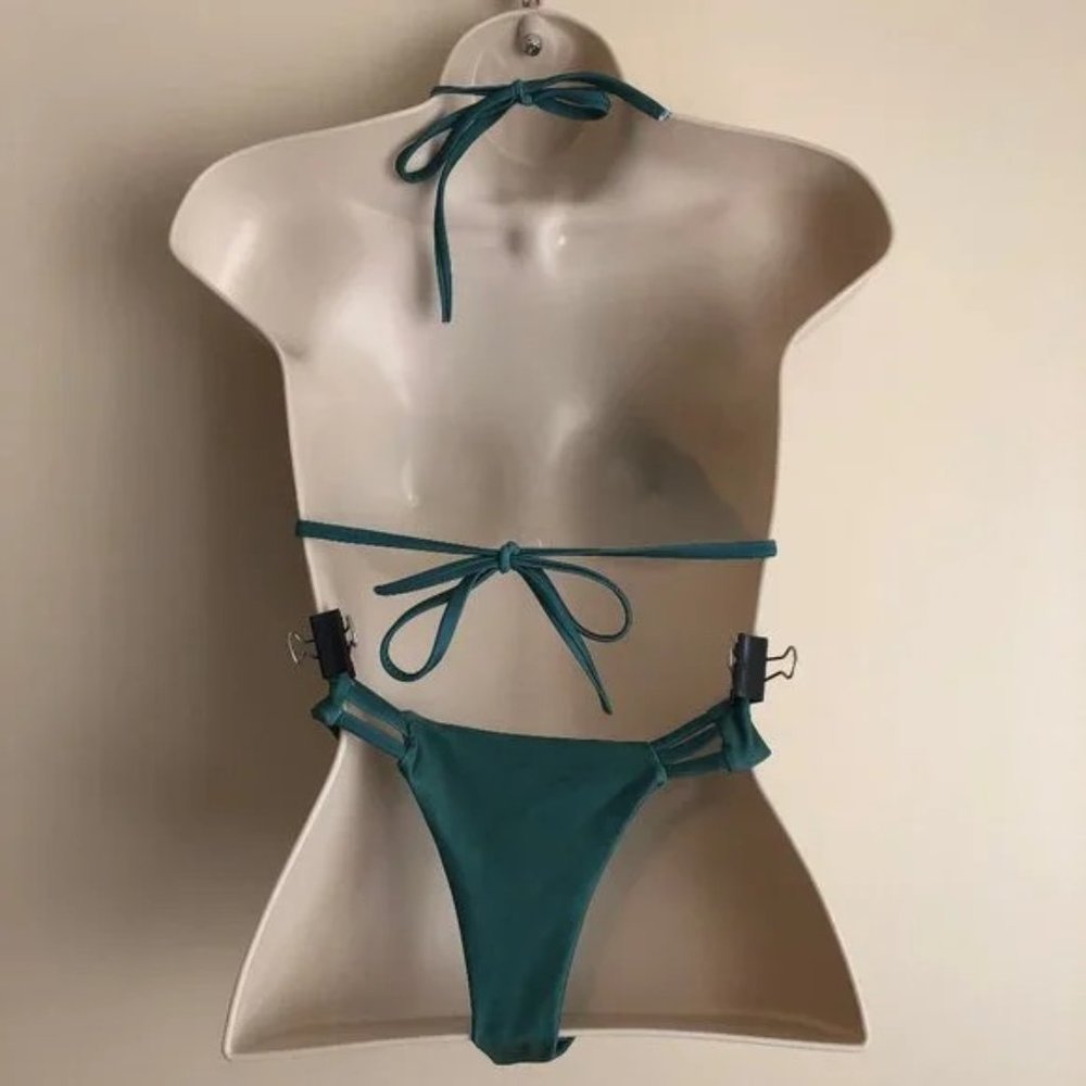 NWT Bikini Bundle (2 Suits) – Black Strappy + Forest Green Cut-Out | Size S/XS–S - Picture 10 of 13